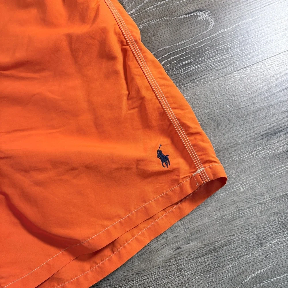 Polo‎ Ralph Lauren Mens Orange Cargo Swim Trunks Board Shorts Medium Drawstring